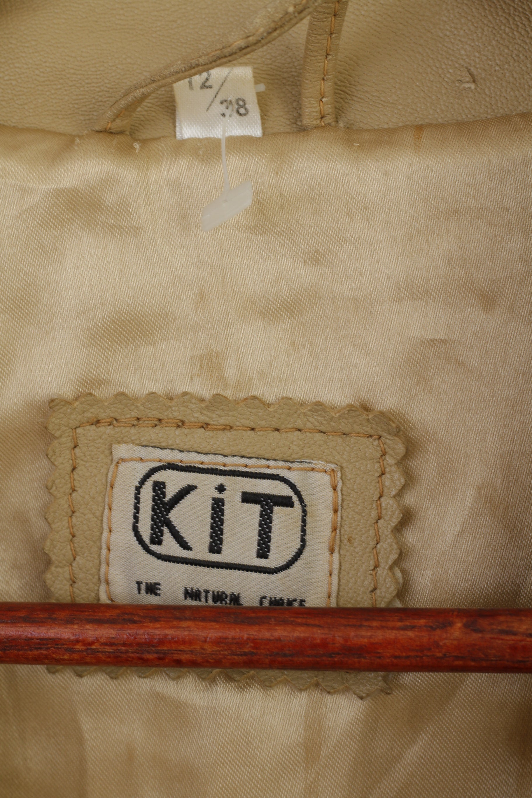 KIT Femme 12 38 M Veste Cuir Beige Vintage Double Boutonnage Haut Classique