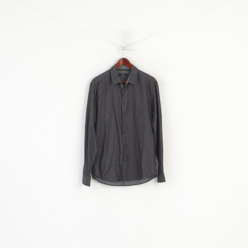 Medicine Men XL Casual Shirt Navy Cotton Slim Fit Long Sleeve Top