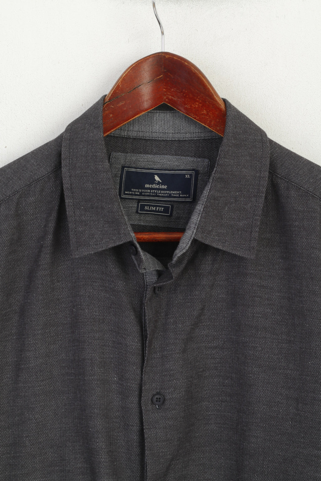 Medicine Men XL Casual Shirt Navy Cotton Slim Fit Long Sleeve Top