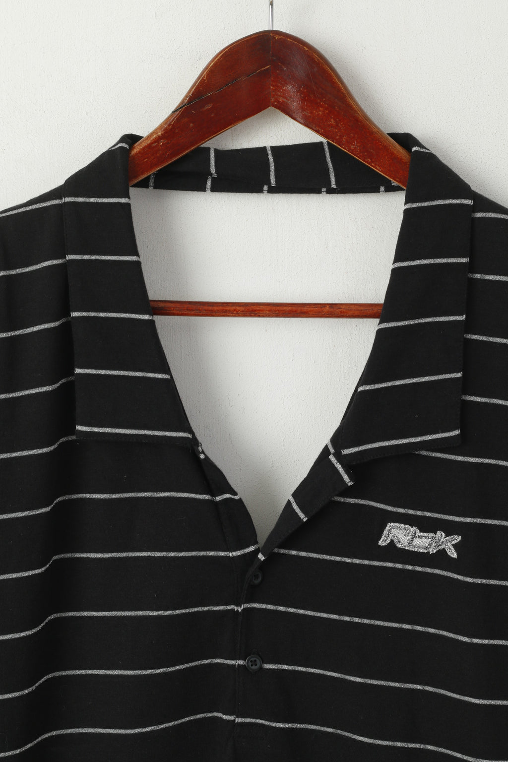 Reebok Femmes 12 M Chemise Noir Rayé Coton Activewear Sport Gym Top