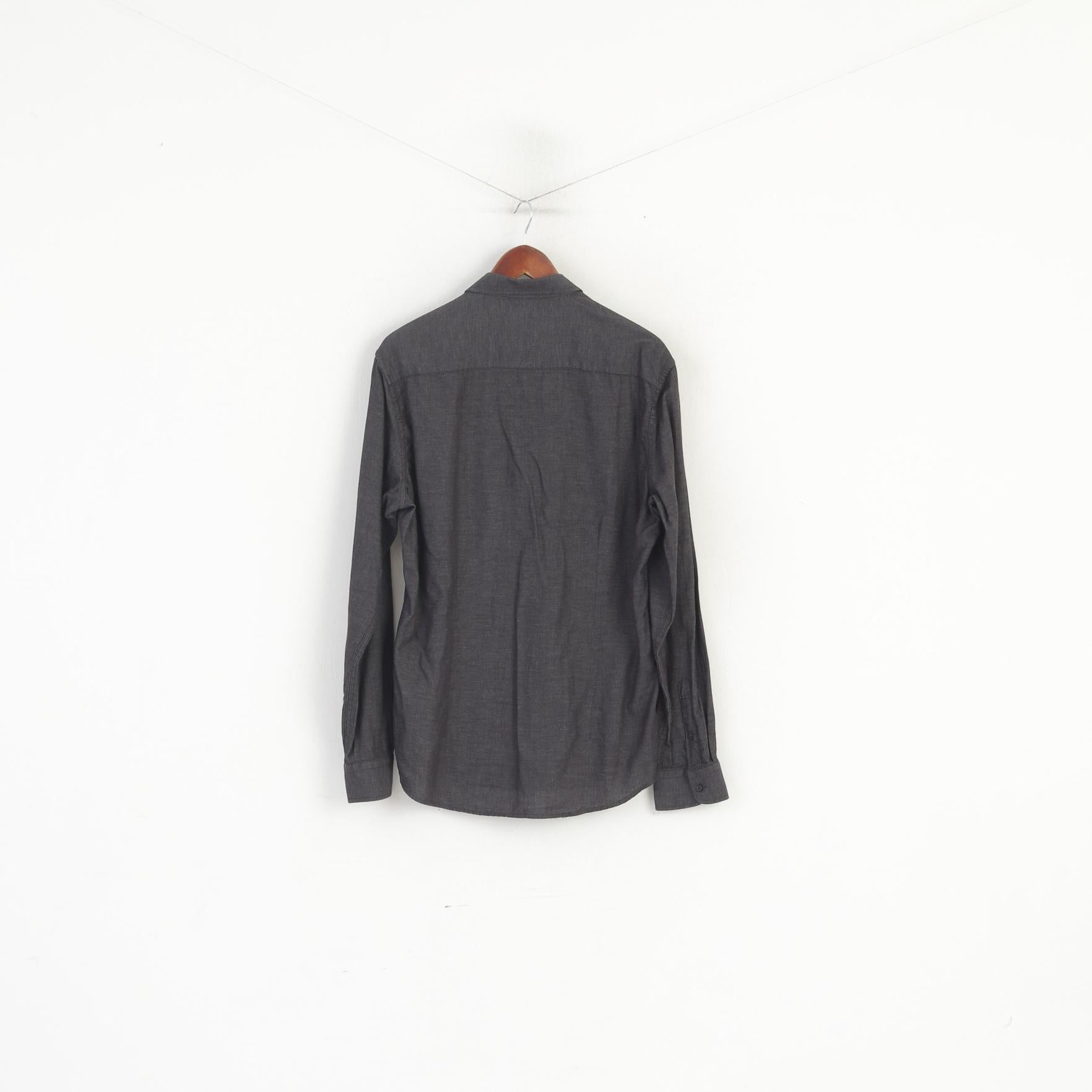 Medicine Men XL Casual Shirt Navy Cotton Slim Fit Long Sleeve Top