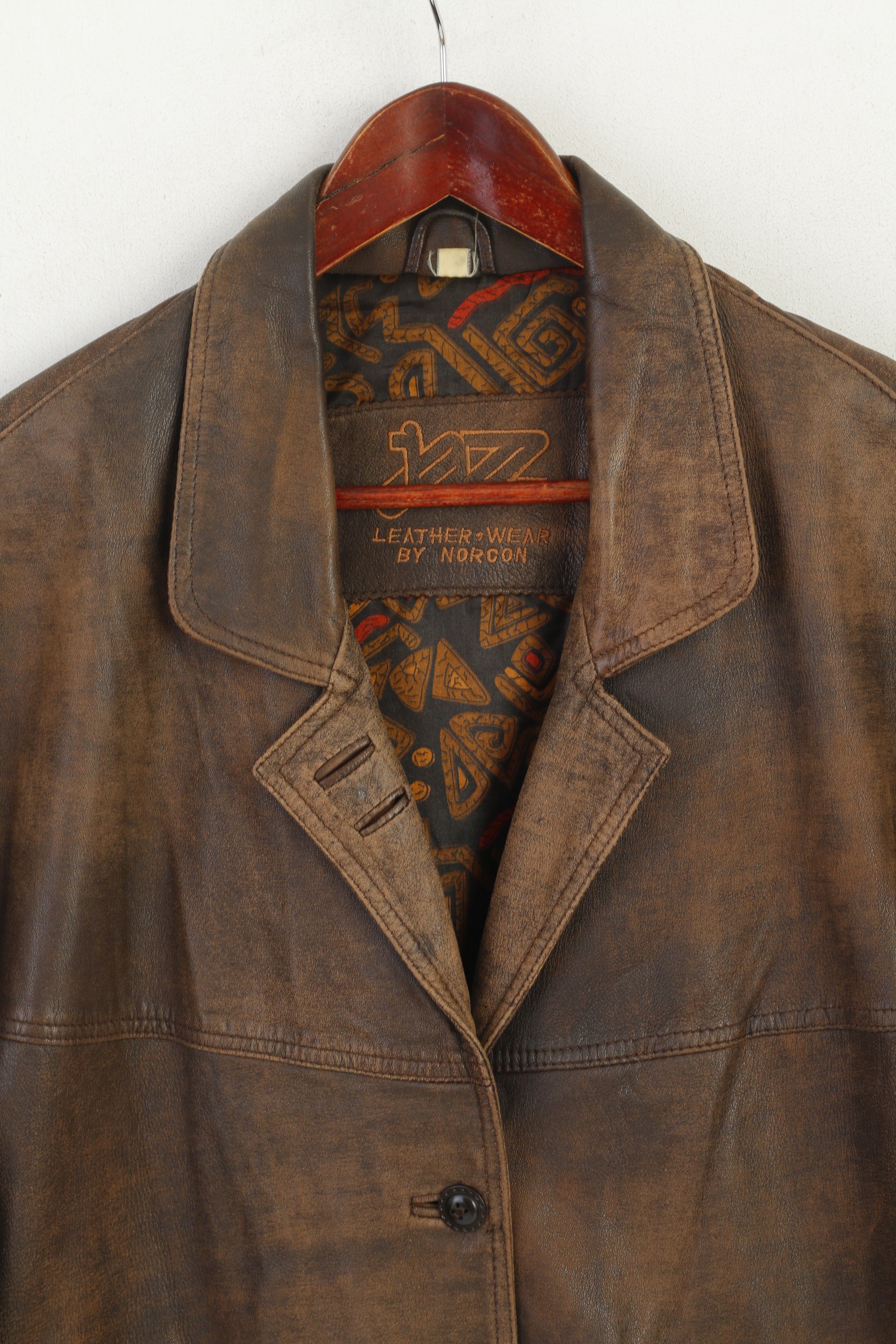 Jazz by Norcon Giacca da donna 36 M in pelle marrone vintage oversize retrò