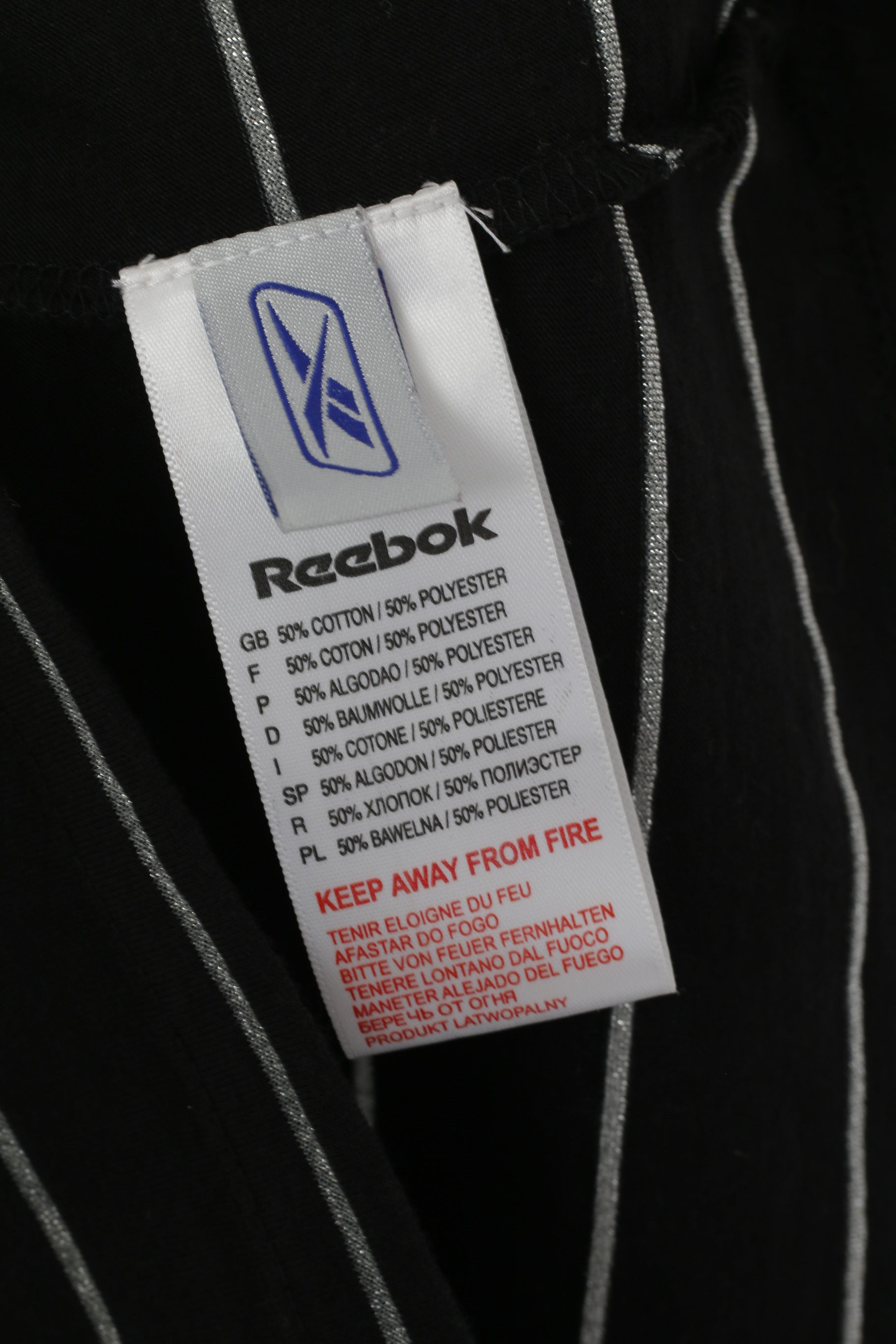 Reebok Femmes 12 M Chemise Noir Rayé Coton Activewear Sport Gym Top