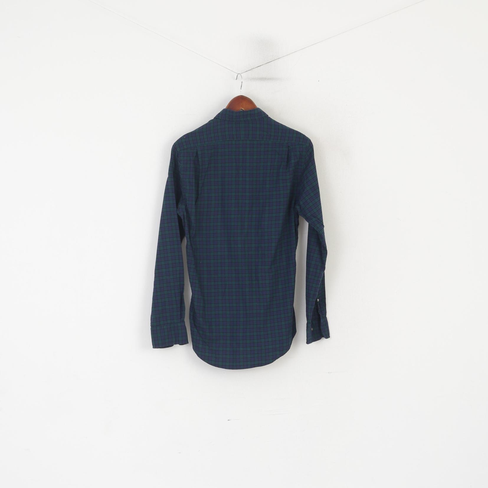 Polo Ralph Lauren Men S Casual Shirt Navy Cotton Check Slim Fit Long Sleeve Top