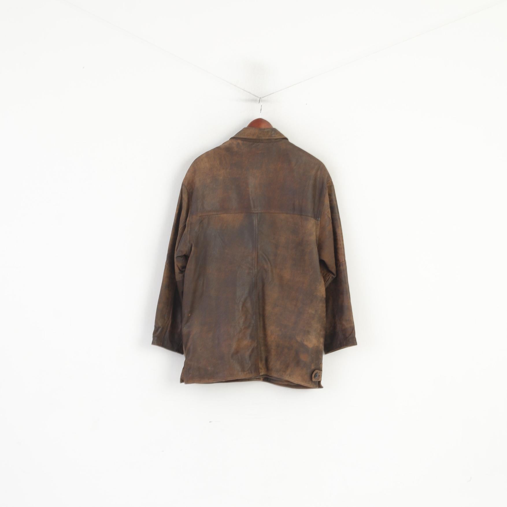 Jazz by Norcon Giacca da donna 36 M in pelle marrone vintage oversize retrò