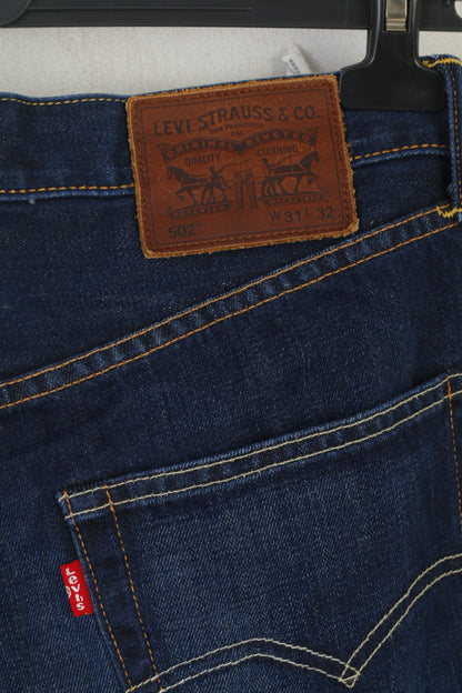 Levi's Men 31 Jeans Trousers Navy Denim 502 Vintage Straight Classic Japan Pants