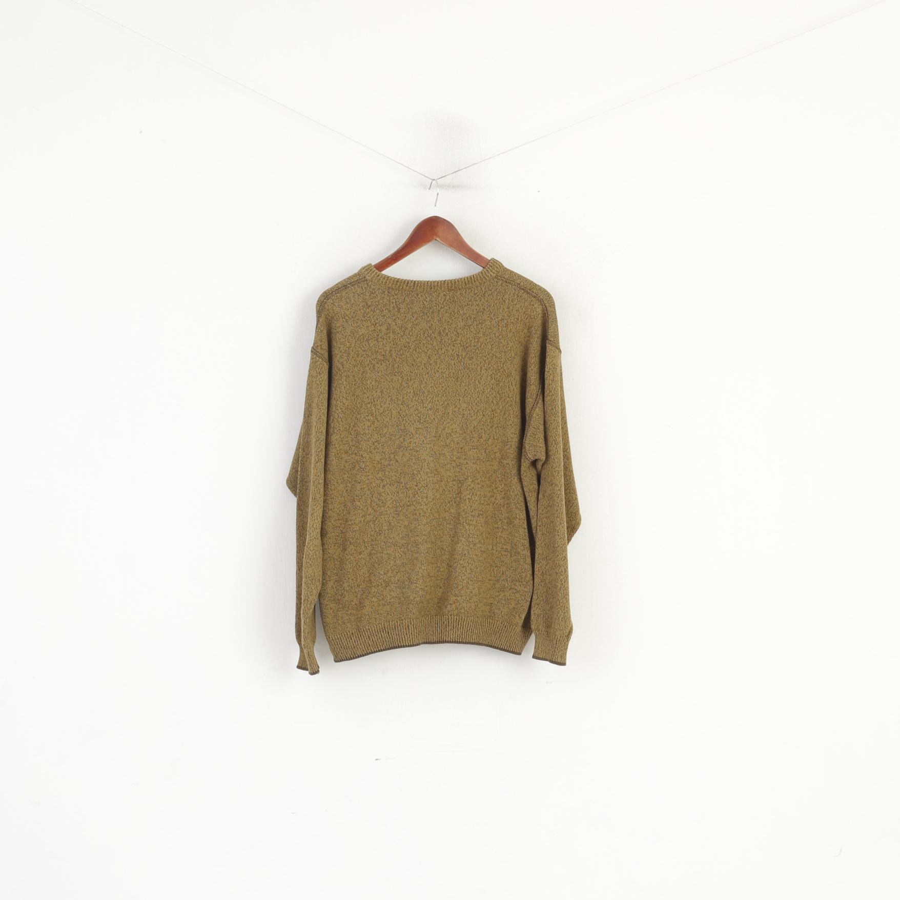 Camel Active Men L Jumper Mustard Cotton Knitwear Classic Logo Sweater