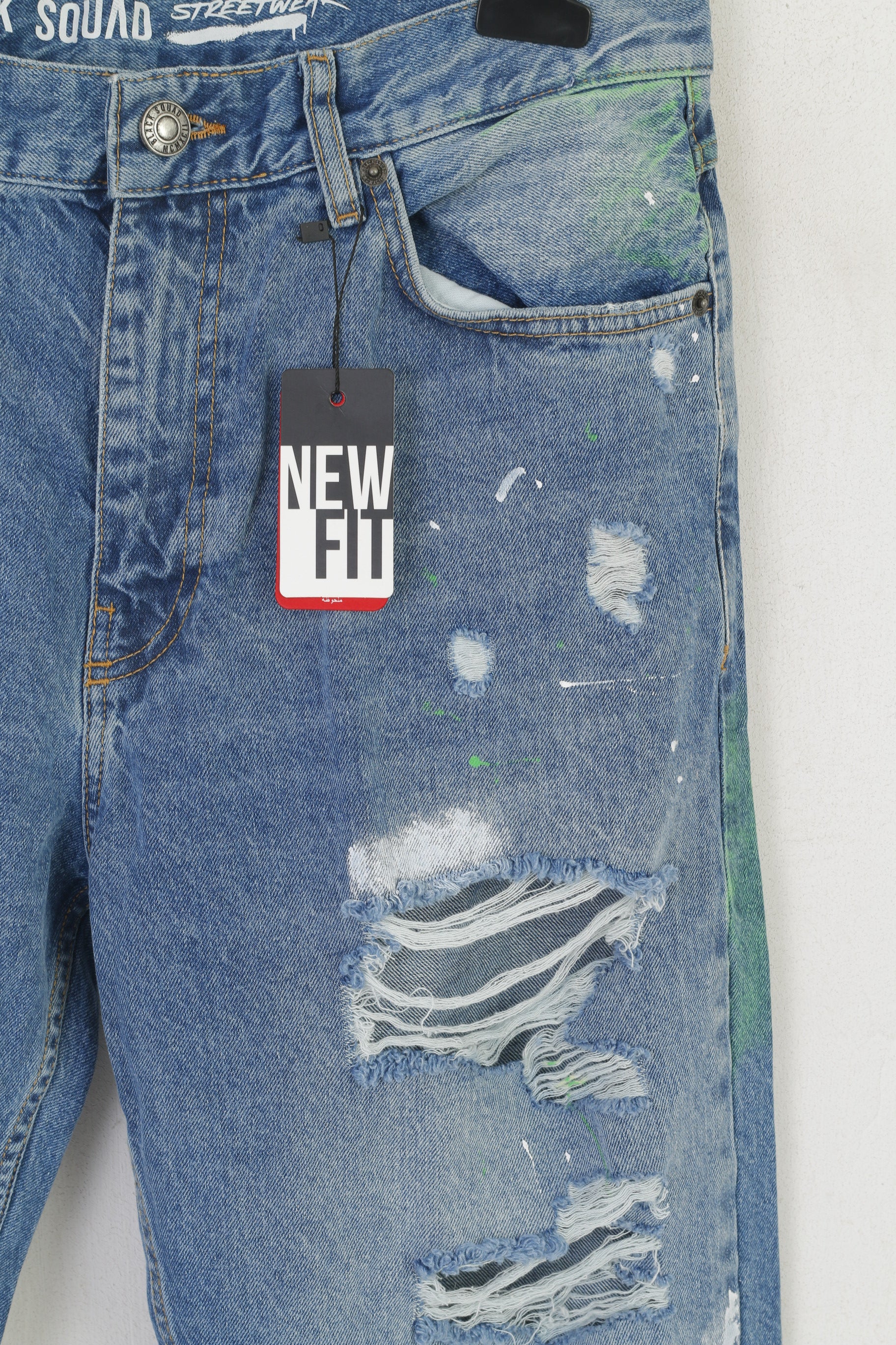 Nouveau Black Squad Homme 34 Jeans Pantalon Bleu Coton Coupe Ample Pantalon Streetwear