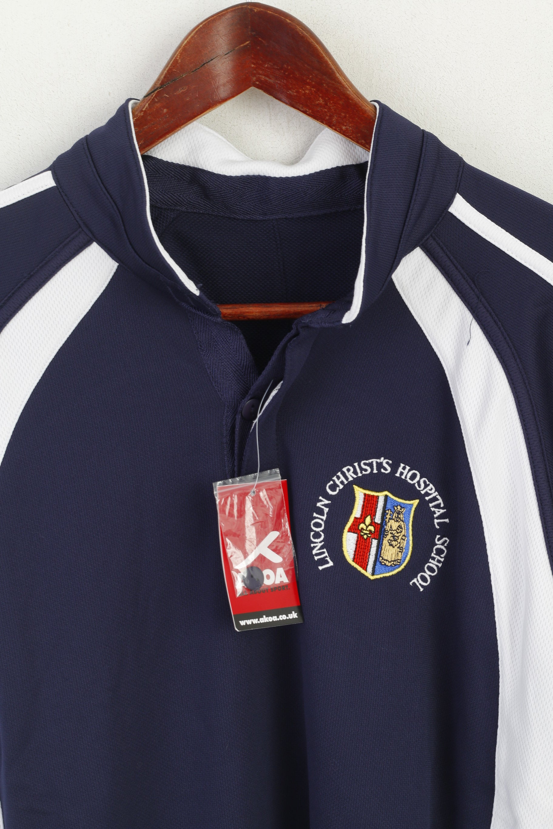 New Akoya Men M Shirt Navy Lincoln Christs Hospital School Jersey Top