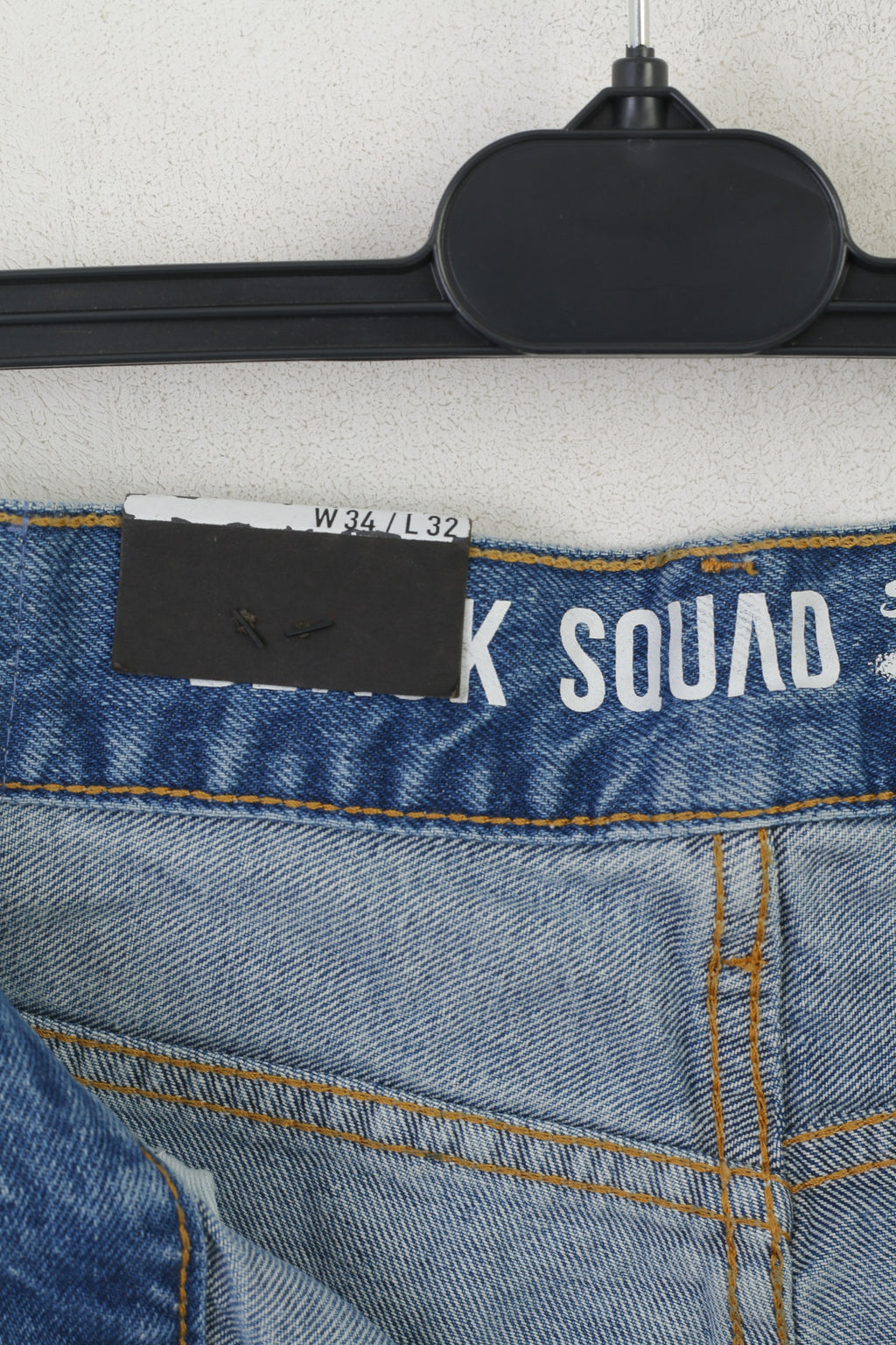 Pantaloni jeans New Black Squad da uomo 34 Pantaloni streetwear larghi in cotone blu