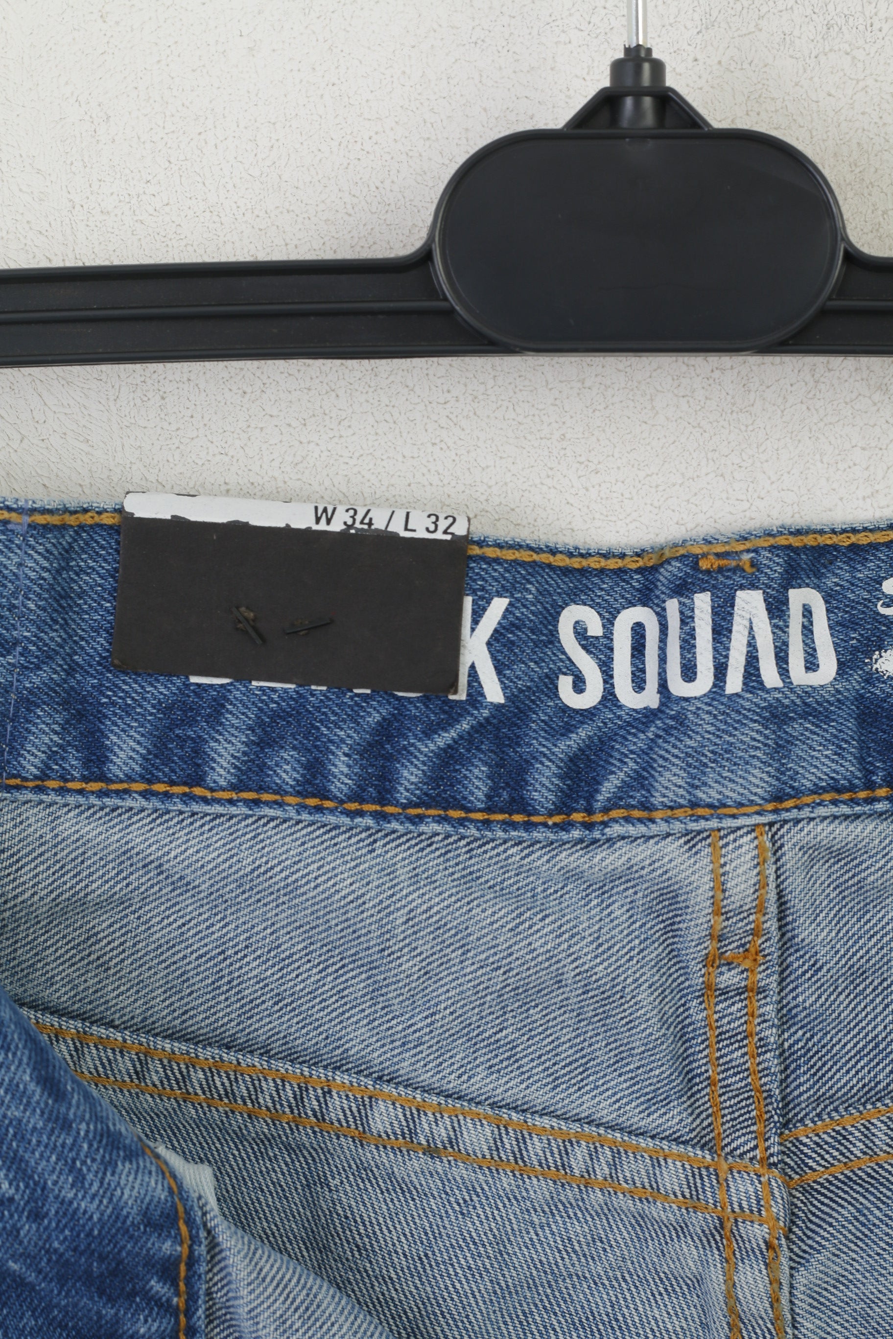 Nouveau Black Squad Homme 34 Jeans Pantalon Bleu Coton Coupe Ample Pantalon Streetwear