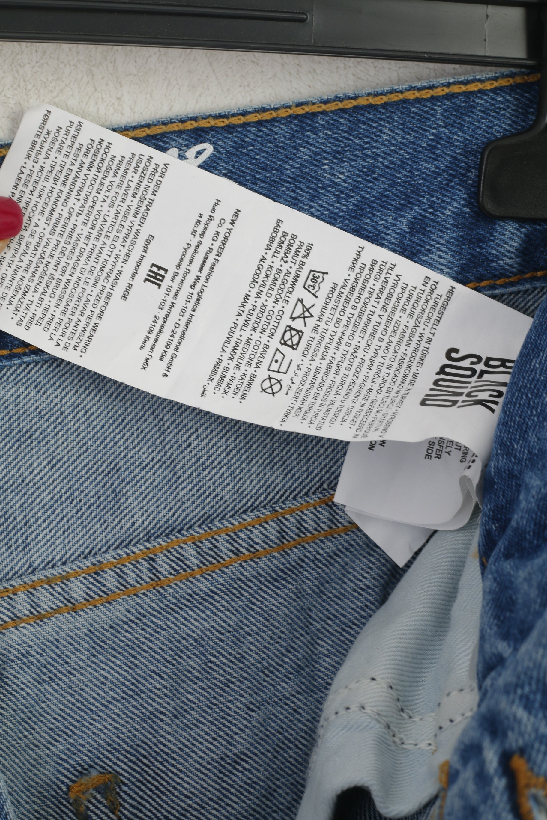 Nouveau Black Squad Homme 34 Jeans Pantalon Bleu Coton Coupe Ample Pantalon Streetwear