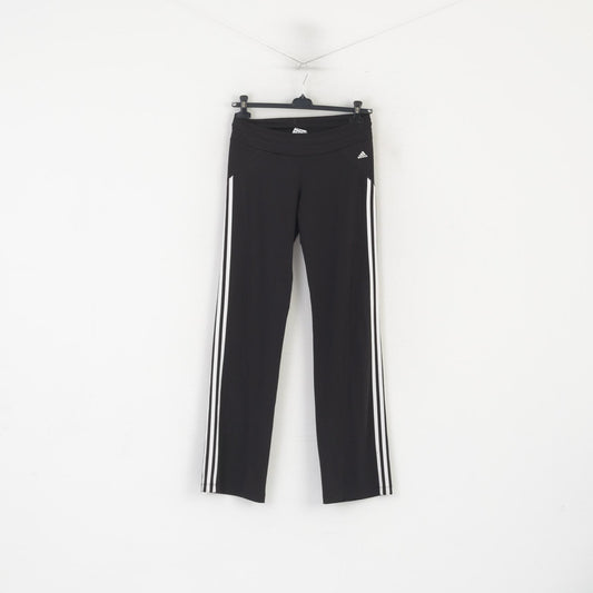 Adidas Women 12 38 Long Sweatpants Black Shiny Stretch Sportswear Trousers