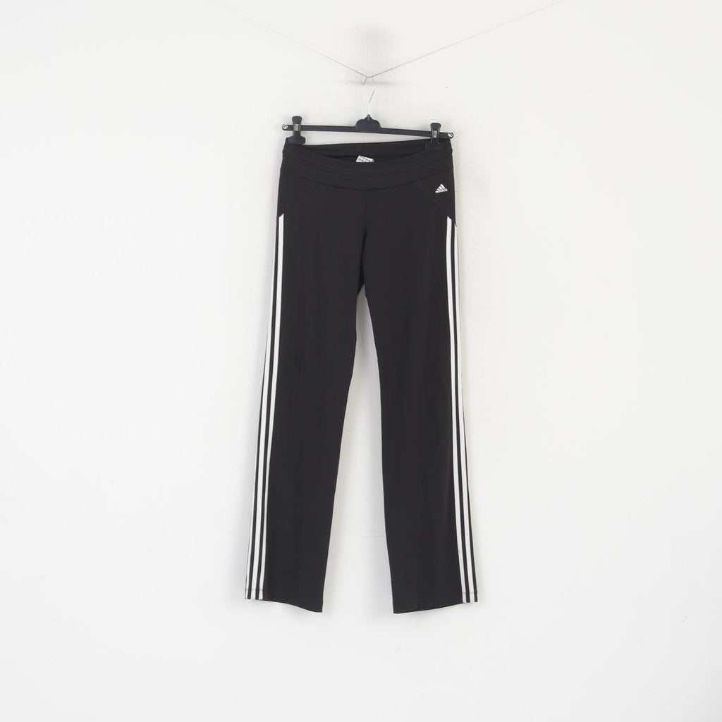 Adidas Donna 12 38 Pantaloni sportivi lunghi Pantaloni sportivi elasticizzati neri lucidi