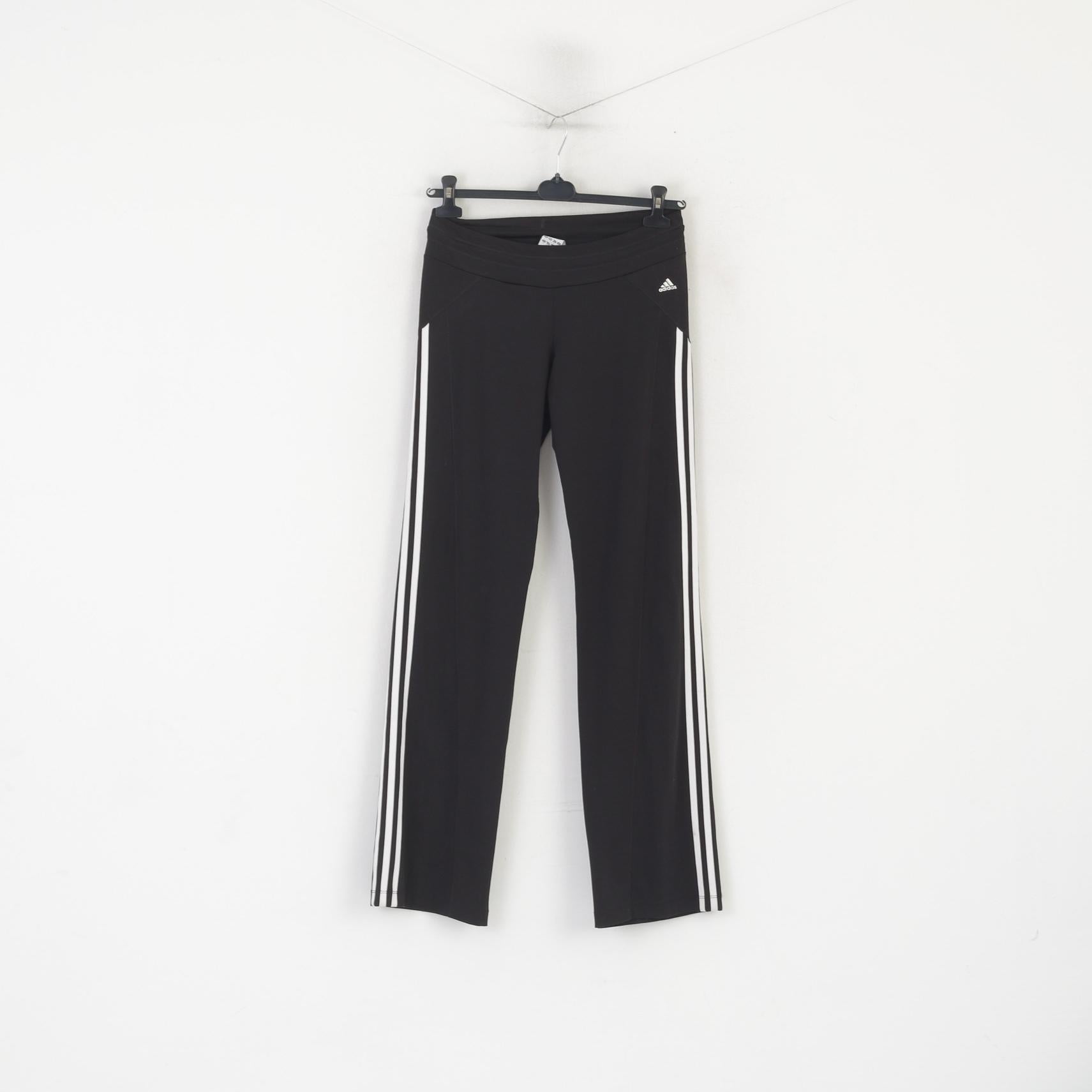 Adidas femmes 12 38 pantalons de survêtement longs noir brillant Stretch pantalon de sport