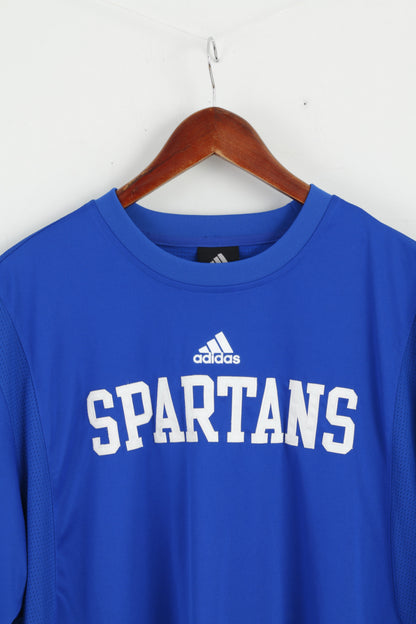 Adidas Team Mens L T-Shirt Bleu Spartans Vintage MURRAY Rugby Top