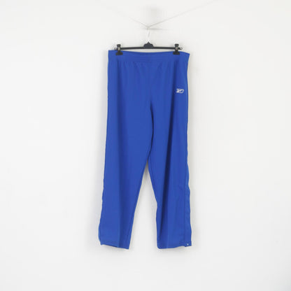 Reebok Hommes 2XL Pantalons de survêtement Bleu Cobalt Polyester Vintage Snap Leg Pantalon Vintage