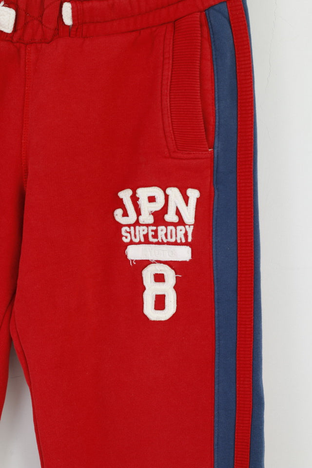Superdry Pantalon de survêtement L en coton rouge à trois poches pour homme
