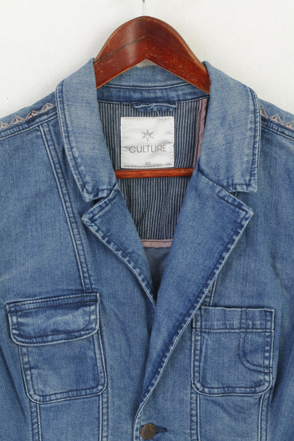 Culture Women 40 M Waistcoat Blue Denim Jeans Cotton Pockets Boho Vest Top