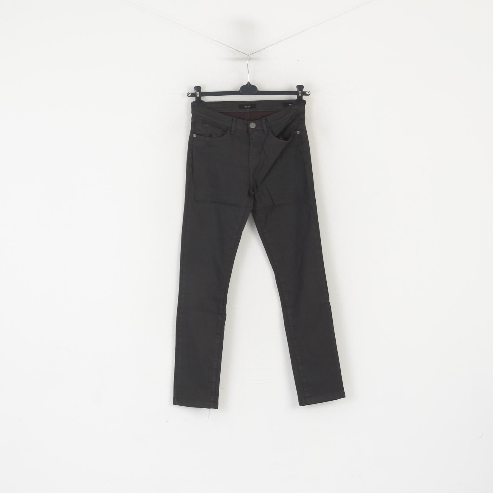 OPUS Emily Pantalon Femme 36 S Pantalon En Coton Enduit Marron Gun Metal