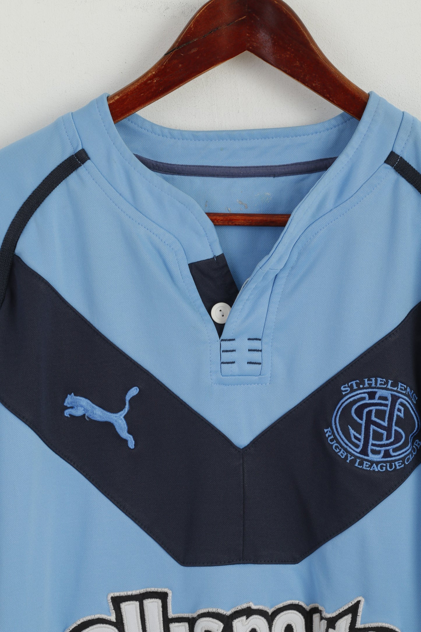 Puma Men M Shirt Blue St. Helens Rugby League Club Sport Short Sleeve Top