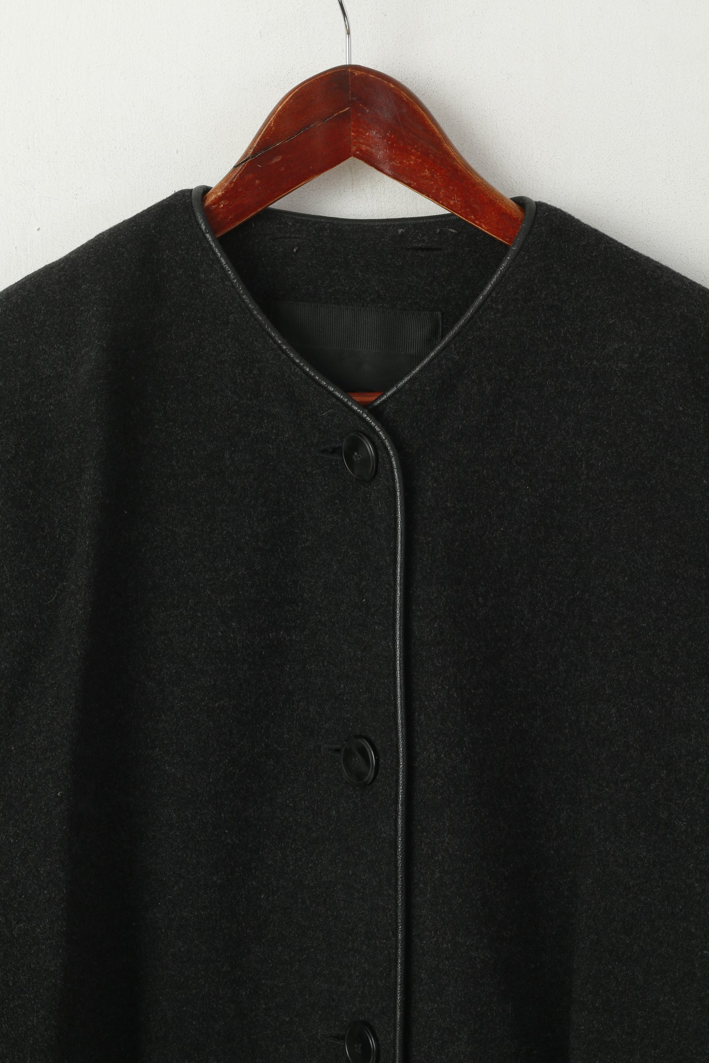 Danwear Women 12 38 Long Coat Grey Wool Cashmere Blend Vintage Classic Top