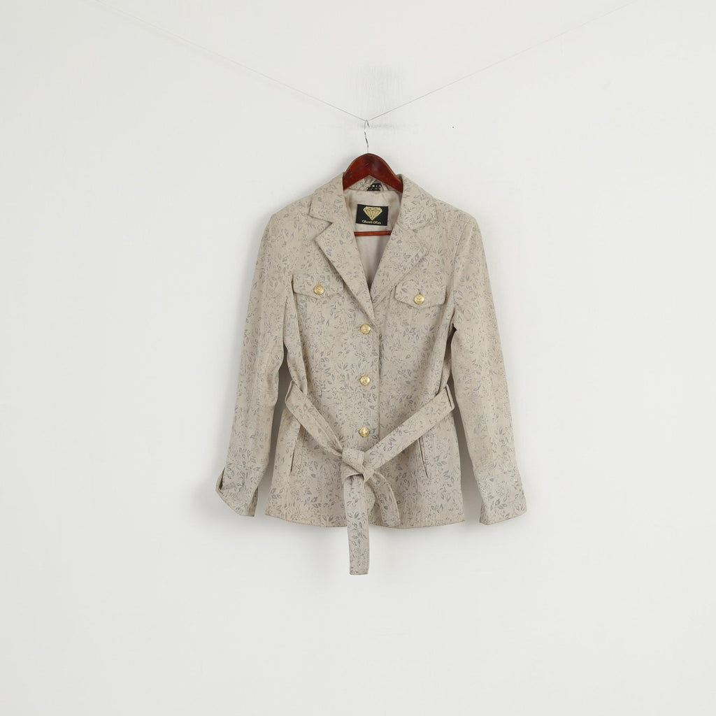 Sarah Kern Giacca da donna 36 S Top monopetto con cintura floreale in pelle beige