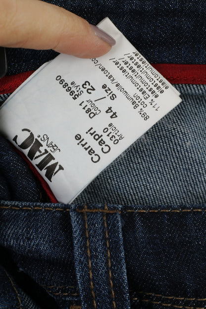 Pantaloni Mac Jeans da donna 44 23 Capri Pantaloni elasticizzati in denim premium blu scuro