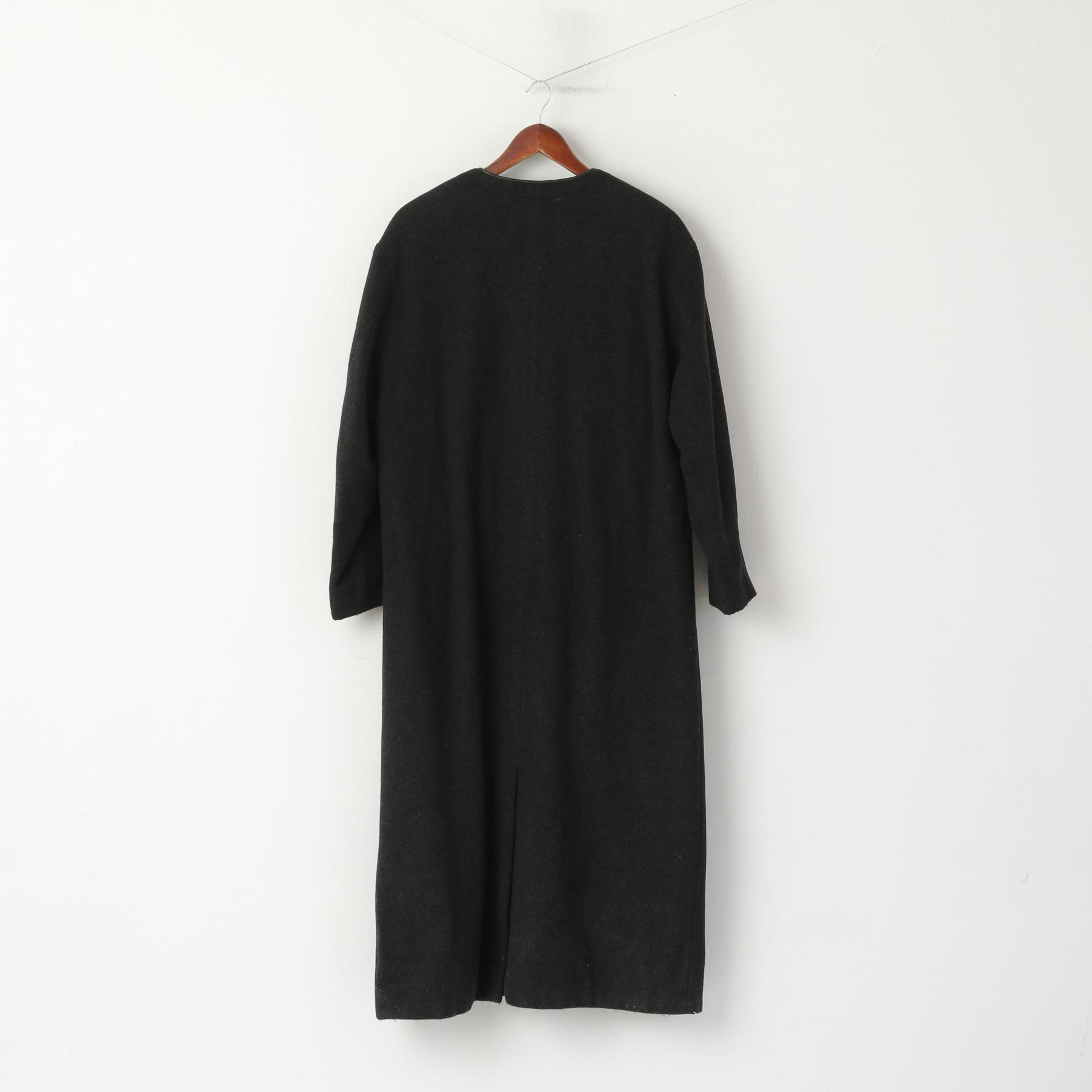 Danwear Women 12 38 Long Coat Grey Wool Cashmere Blend Vintage Classic Top