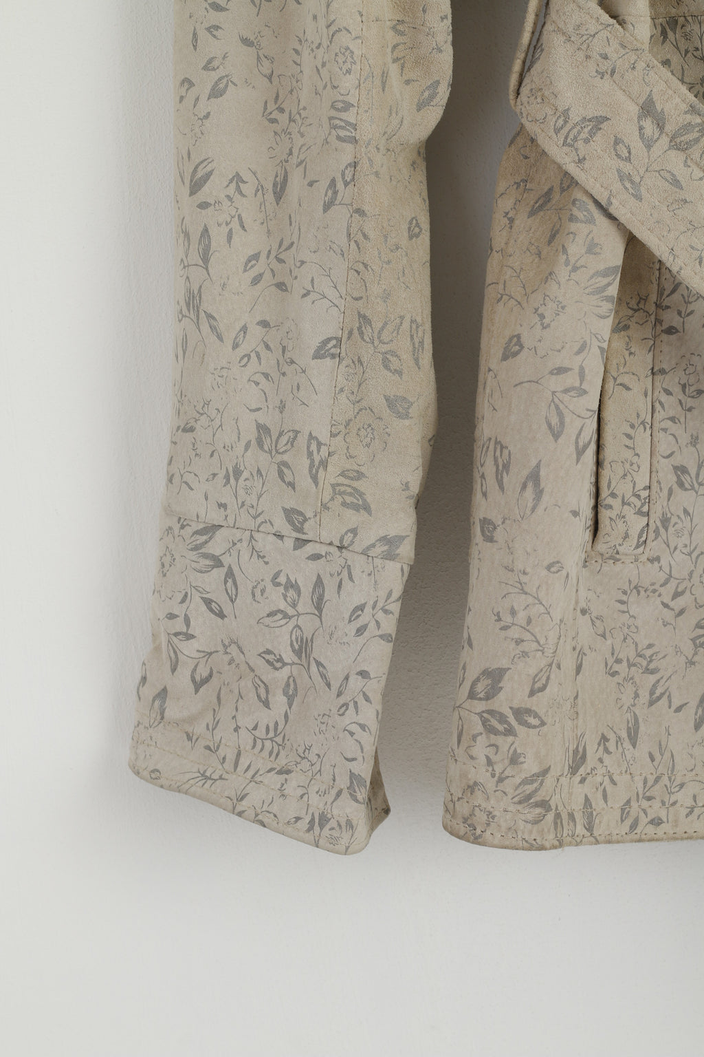 Sarah Kern Giacca da donna 36 S Top monopetto con cintura floreale in pelle beige