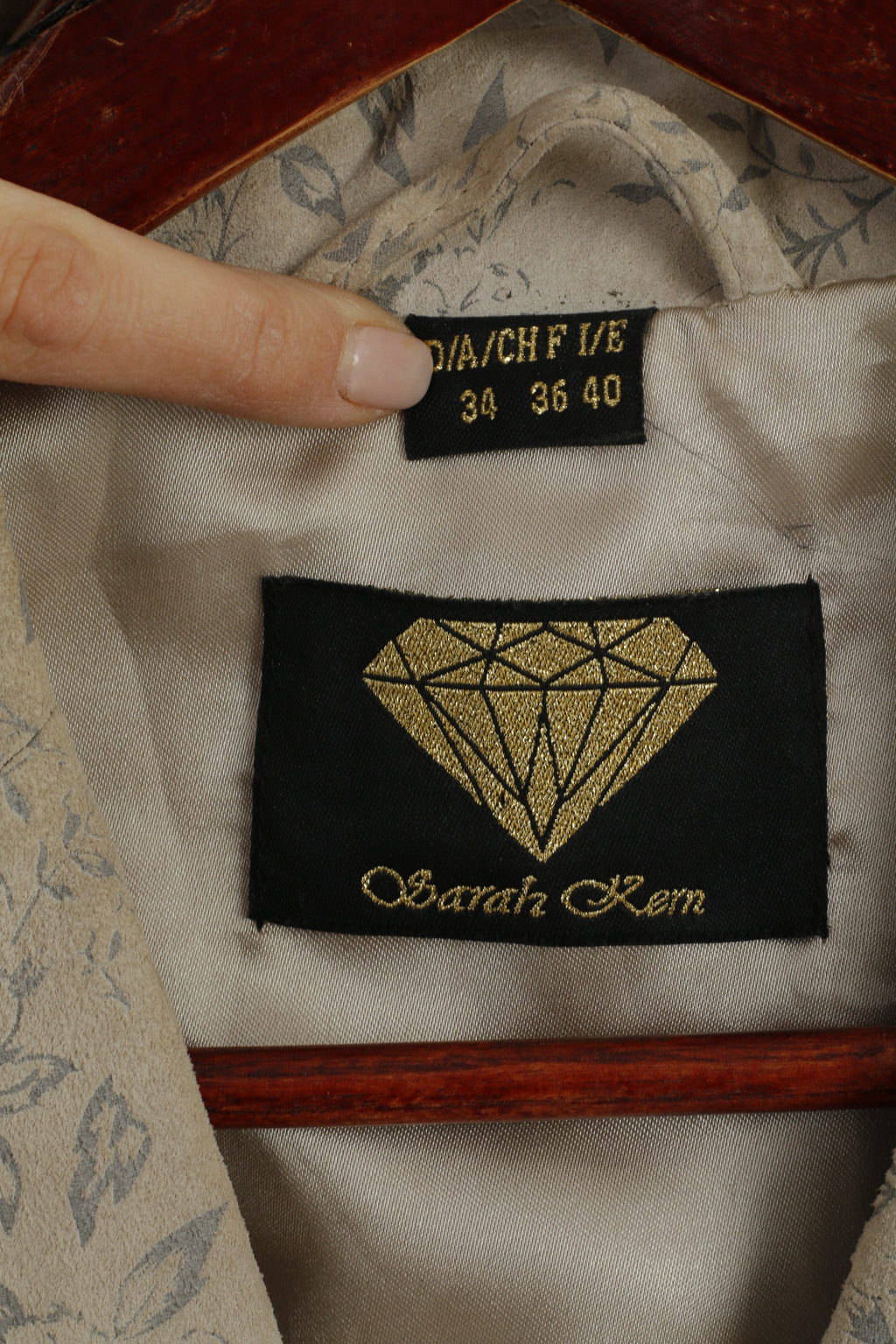 Sarah Kern Giacca da donna 36 S Top monopetto con cintura floreale in pelle beige