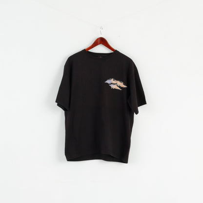 T-shirt Hilfiger da uomo XL in cotone nero USA Dolphins Vintage Top