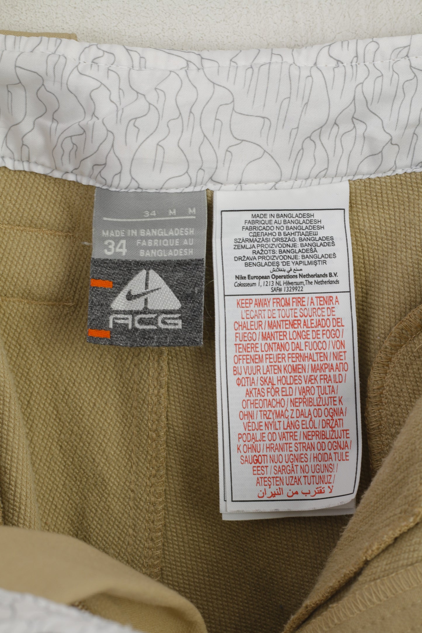 Nike ACG Men 34 Trousers Beige Combat Stretch Vintage Soft streetwear Pants