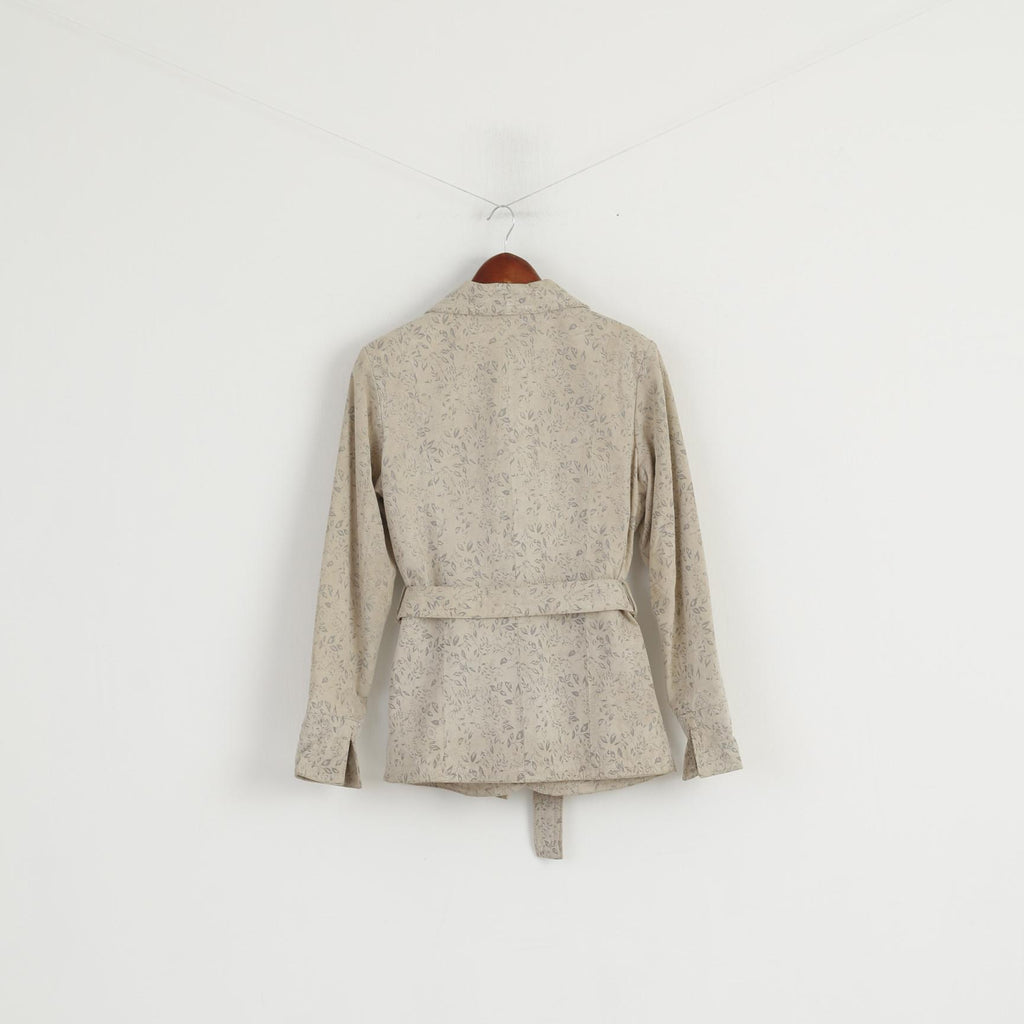 Sarah Kern Giacca da donna 36 S Top monopetto con cintura floreale in pelle beige