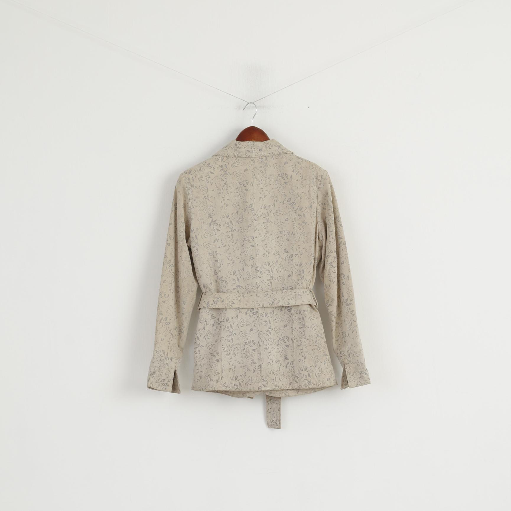 Sarah Kern Giacca da donna 36 S Top monopetto con cintura floreale in pelle beige