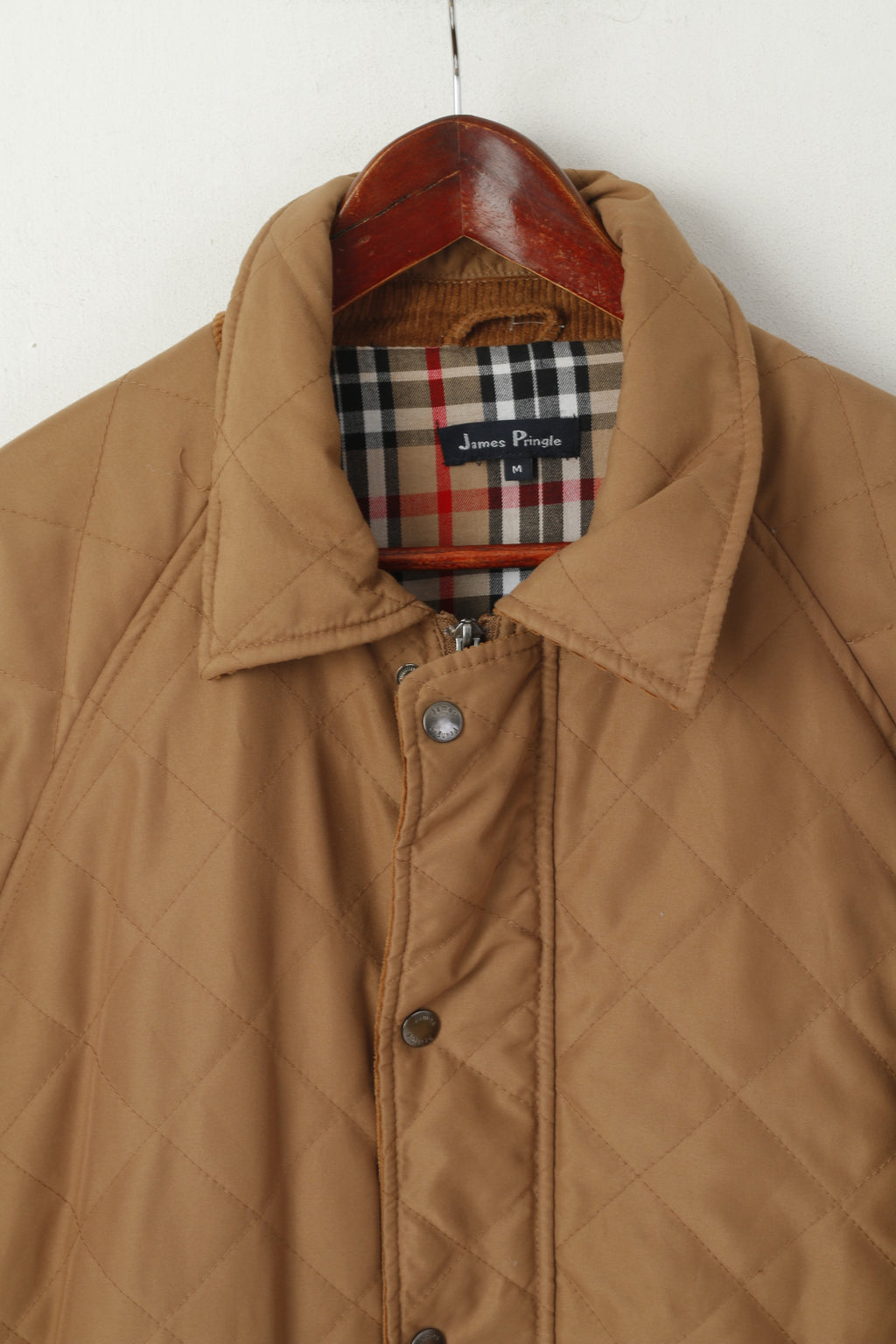 James Pringle Men M Jacket Brown Quilted Full Zipper Lightweight Casual Top