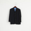 Daniel Hechter Hommes 38 Blazer Noir Laine Simple Boutonnage Épaulettes Veste