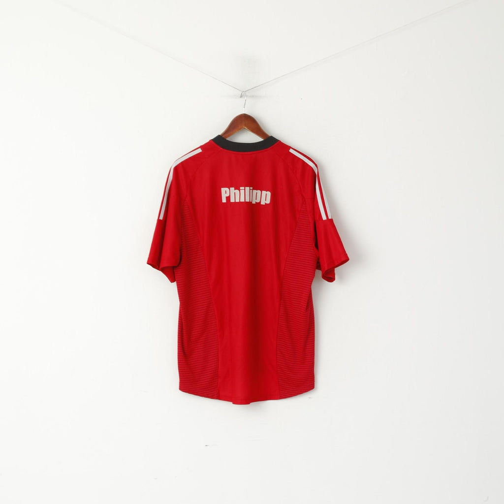 Adidas Bayer Leverkusen Hommes L Chemise Rouge Vintage Football Trikot Jersey Philipp Top