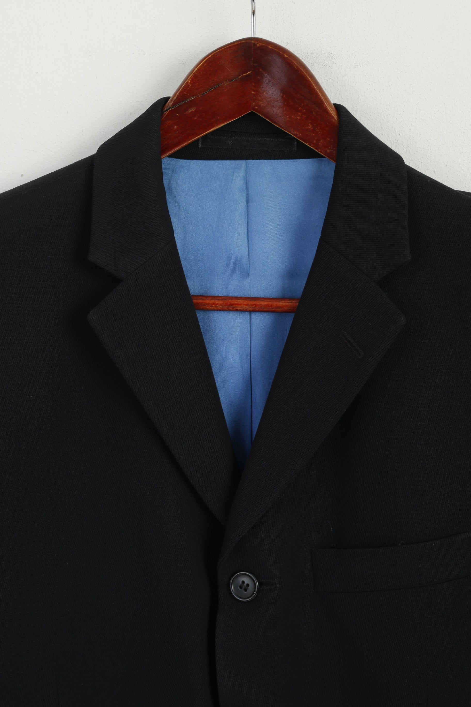 Daniel Hechter Men 38 Blazer Black Wool Single Breasted Shoulder Pads Jacket