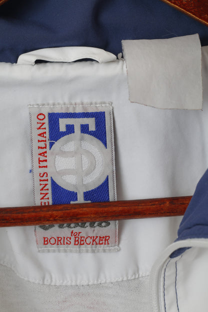 Lotto For Boris Becker Hommes M Veste Blanc Vintage Tennis Italiano Zip Up Track Top