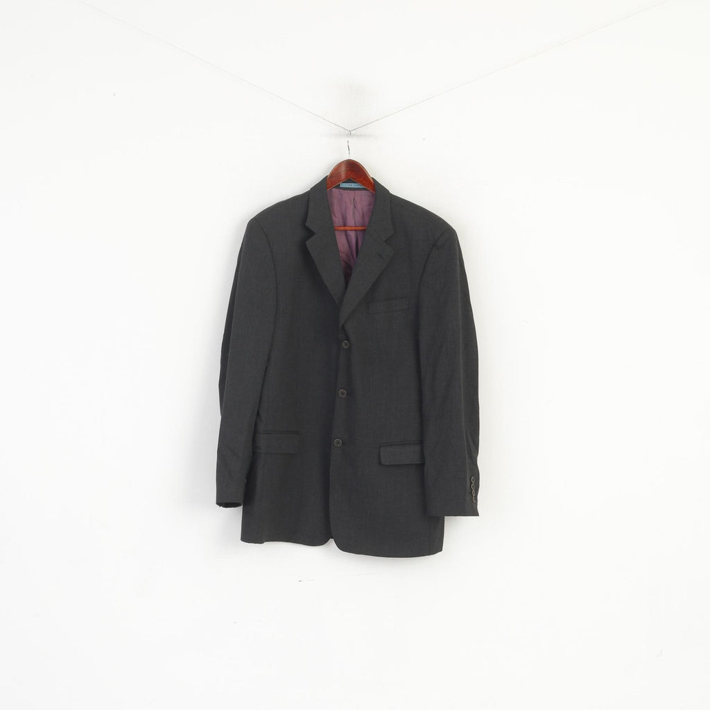 Ted Baker Elevated Men 42 52 Long Blazer Charcoal Wool Single Breasted Jacket