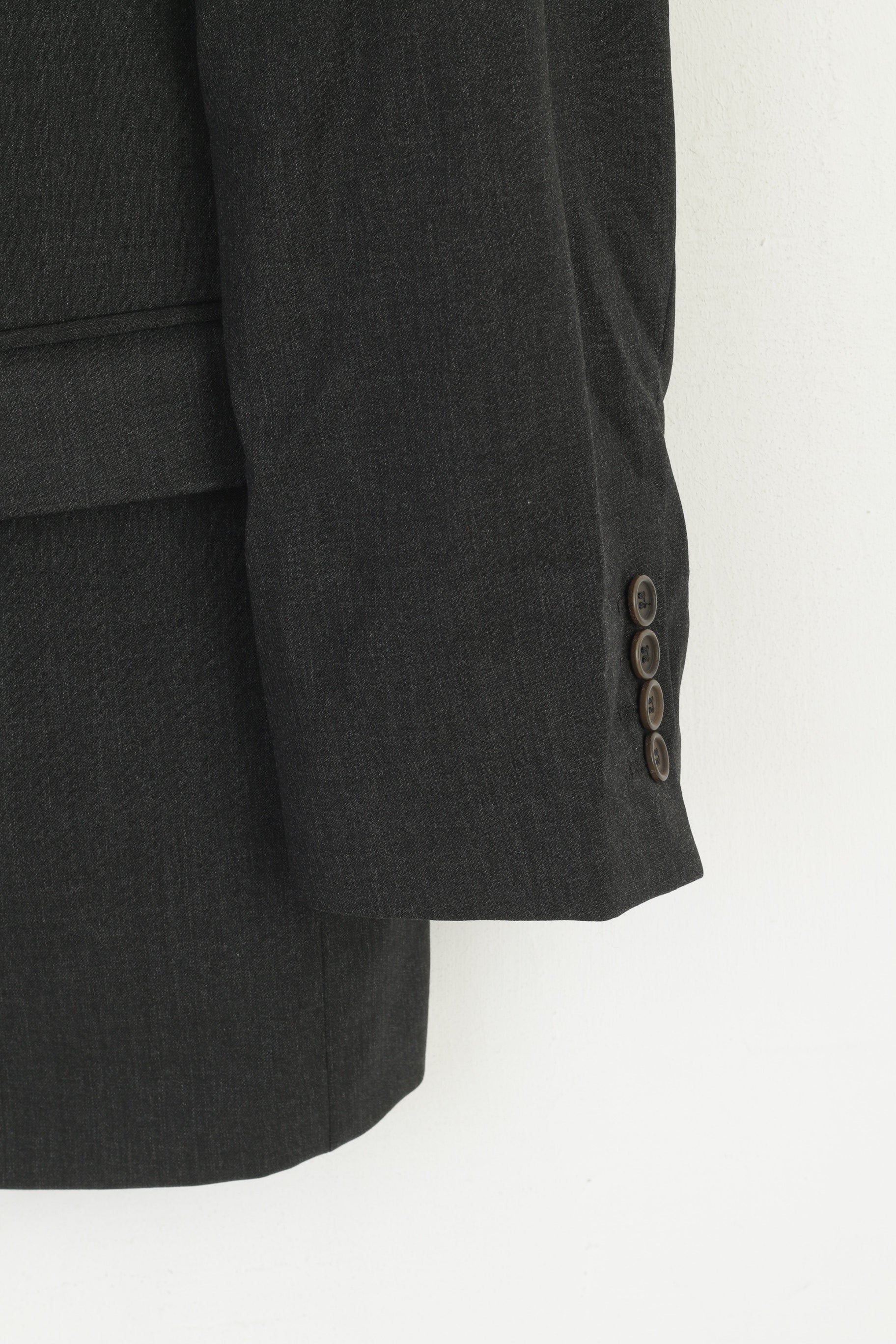 Ted Baker Elevated Men 42 52 Long Blazer Charcoal Wool Single Breasted Jacket