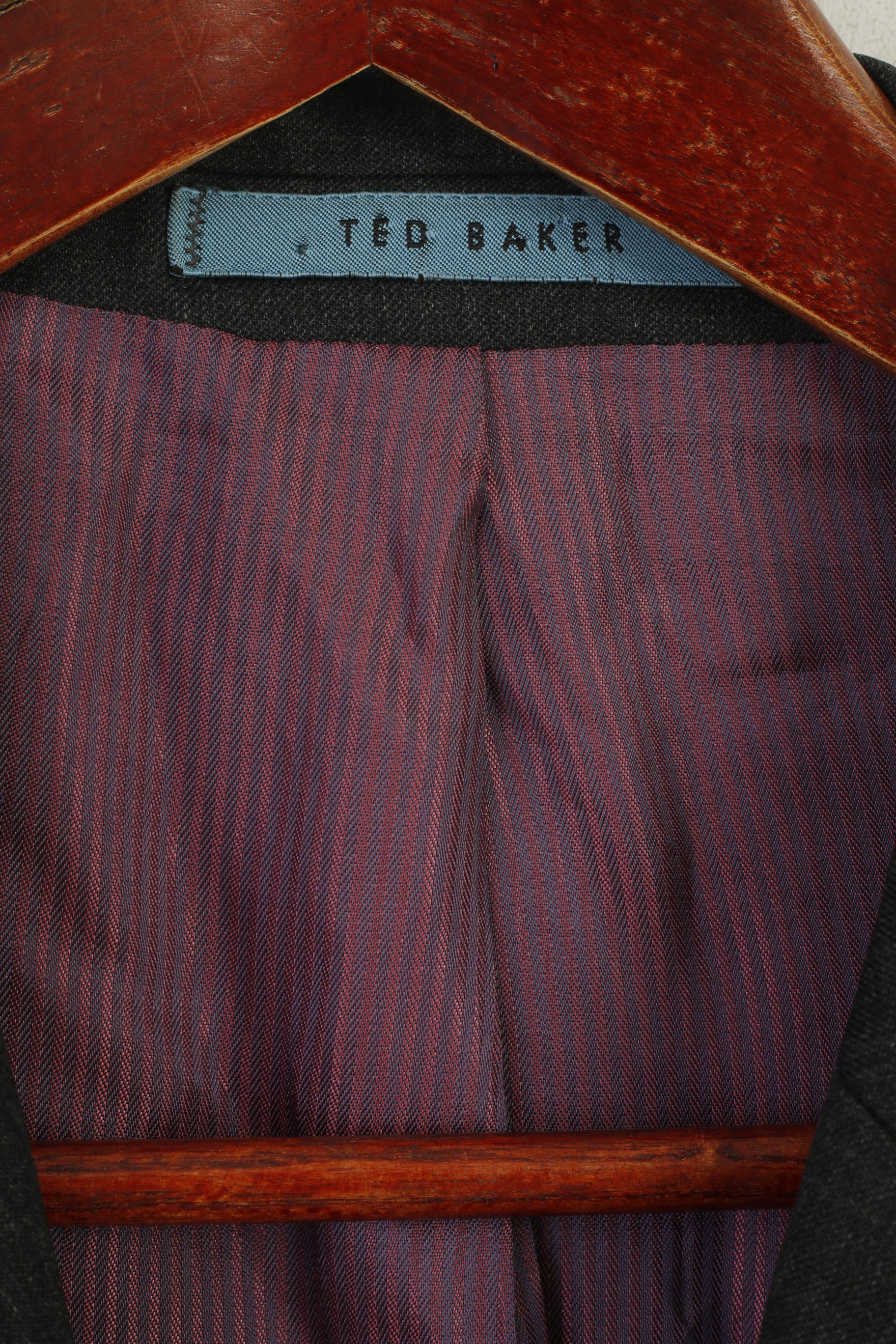 Ted Baker Elevated Men 42 52 Long Blazer Charcoal Wool Single Breasted Jacket