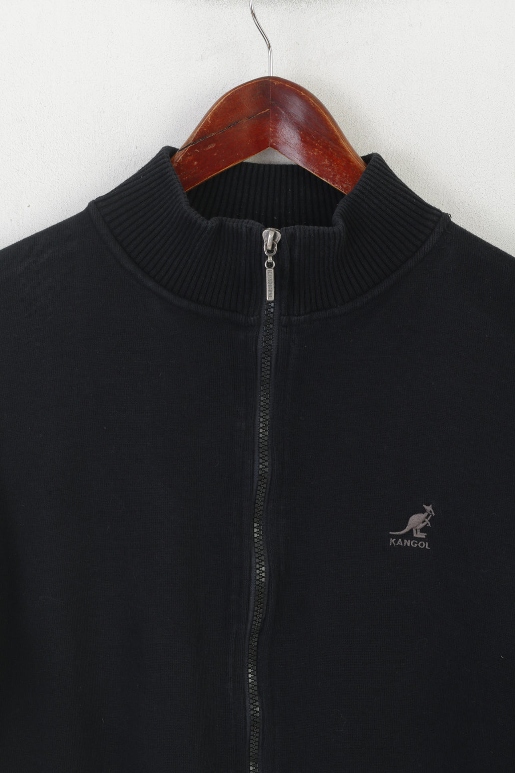 Kangol femmes 16 XL sweat noir coton Vintage pleine fermeture éclair haut de Sport