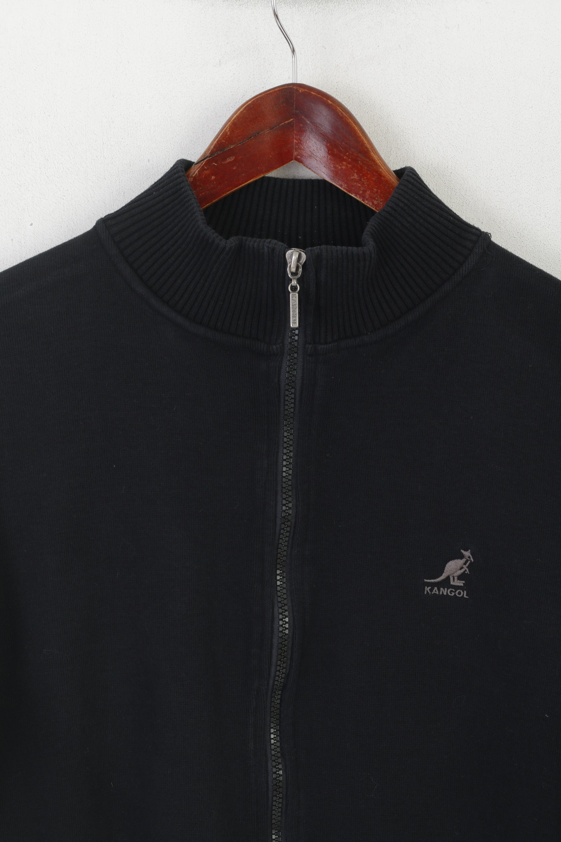 Kangol femmes 16 XL sweat noir coton Vintage pleine fermeture éclair haut de Sport