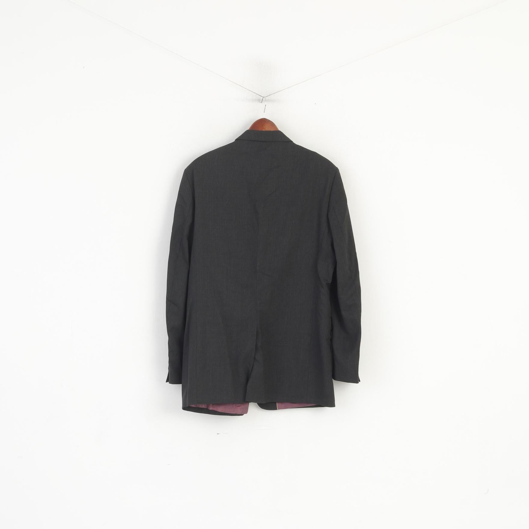 Ted Baker Elevated Men 42 52 Long Blazer Charcoal Wool Single Breasted Jacket