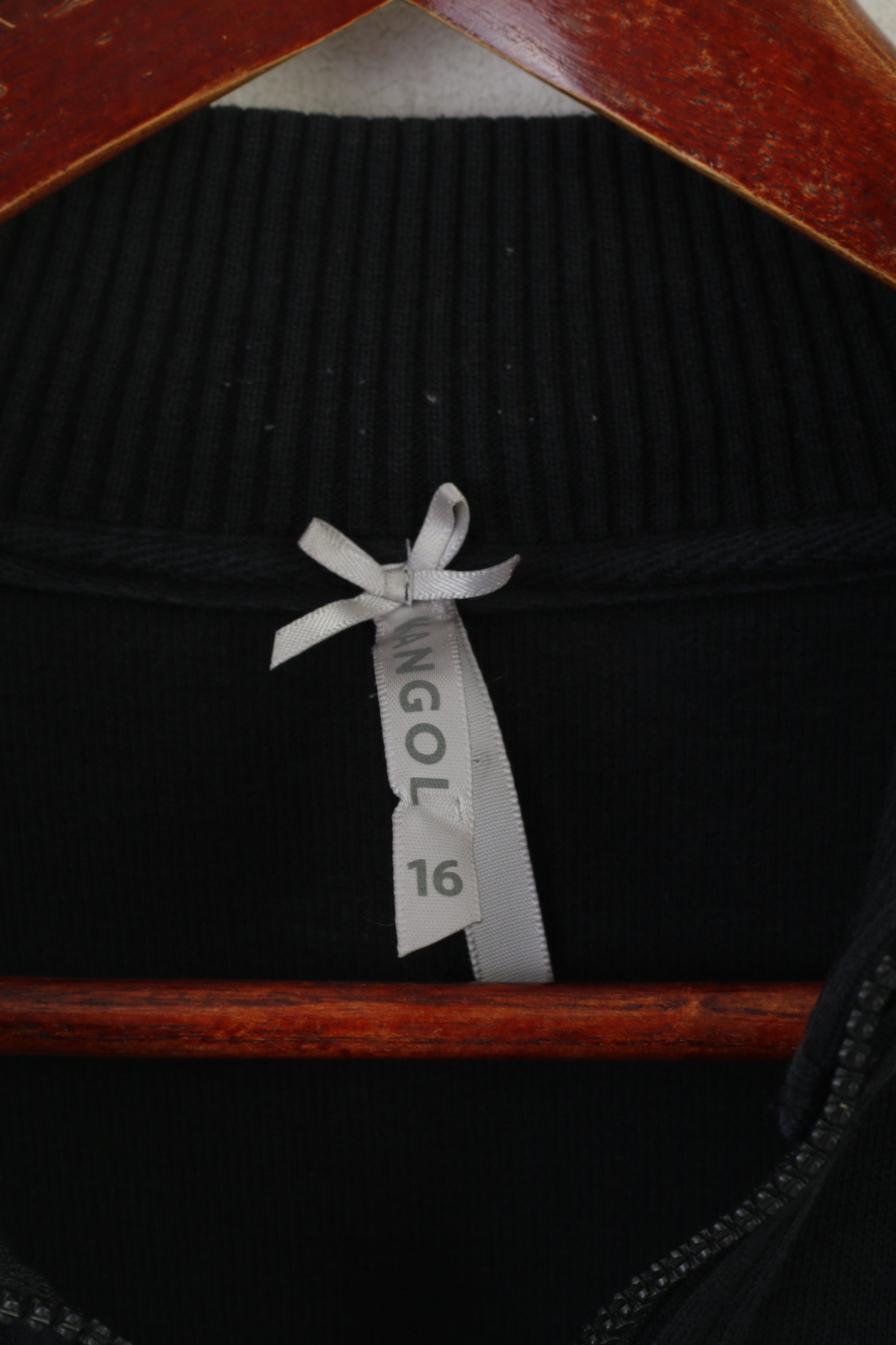 Kangol femmes 16 XL sweat noir coton Vintage pleine fermeture éclair haut de Sport