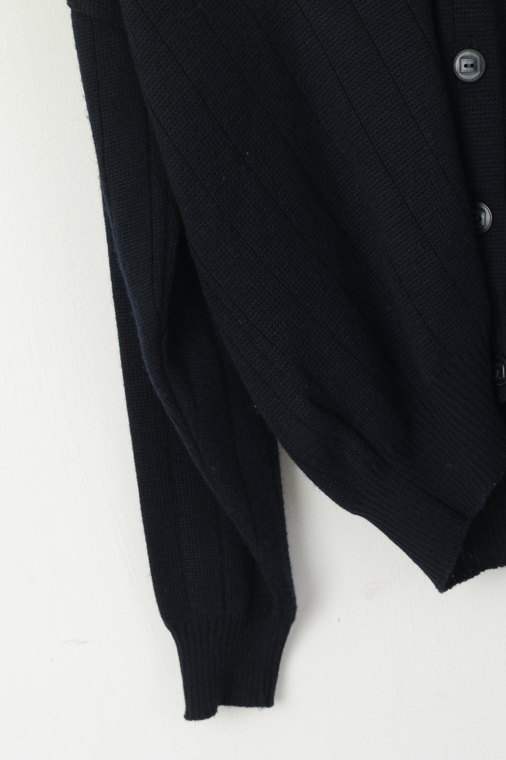 Carlo Manzoni Men M Sweater Navy Wool Button Front Cardigan Shawl Collar Top