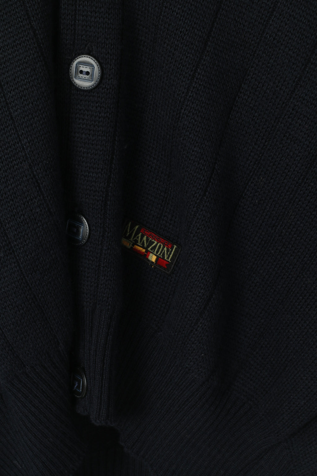 Carlo Manzoni Men M Sweater Navy Wool Button Front Cardigan Shawl Collar Top