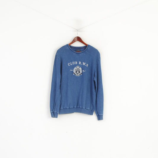 Henri Lloyd Men XXL Sweatshirt Bleu Coton Brodé ClassicRegular Club RWR Top